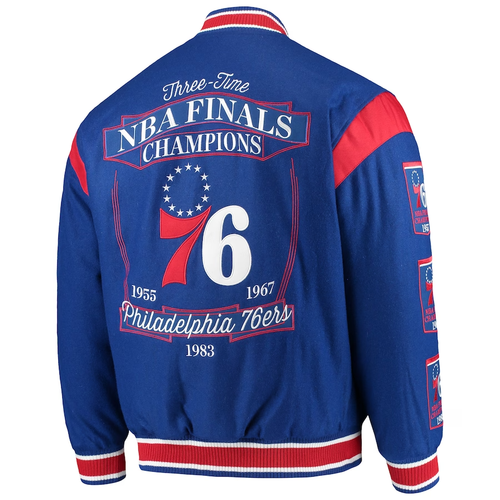Philadelphia 76ers Coat Mens XL Royal JH Design Championship Reversible Jacket - Picture 5 of 16
