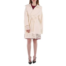 Alaia Ladies Ivory Openwork Pea Coat, Brand Size 42 (us Size 10)