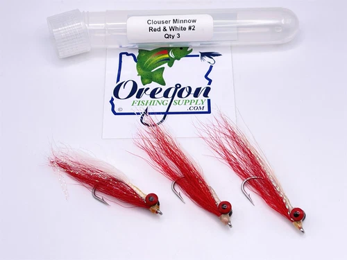 Clouser Minnow Red & White, 3 Fly. FREE shipping on Additional Items!