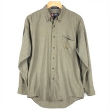 Chaps Ralph Lauren Button Down Plaid Dress Shirt Men Size Large Tan Brown Beige