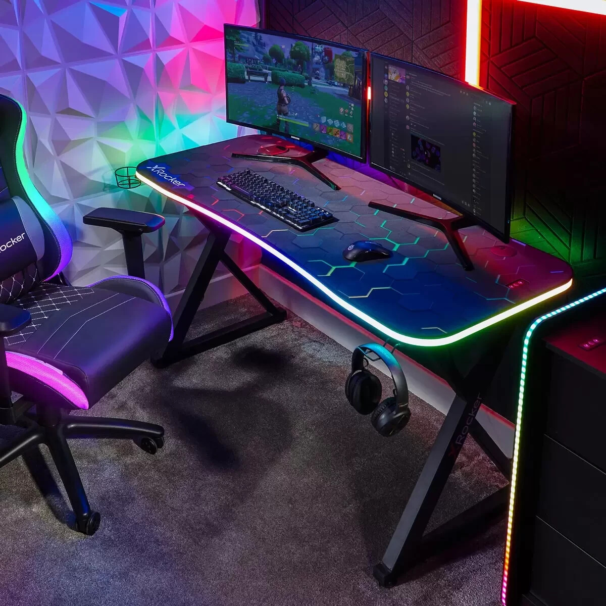 HOT X Rocker Gaming Desk Rgb Lighting Rocker Gaming Desk X