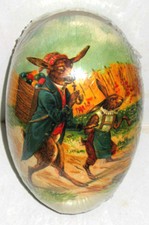 Vintage EASTER EGG 3"X2.5" PAPA  SON HIKE Paper Mache German Made MINT SEALED