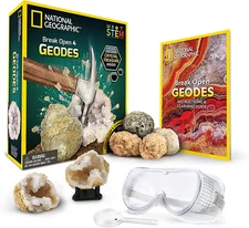 Science Gifts for Kids Boys Girls Crack Open Geodes Kit Nat Geo Geology 4 Pack