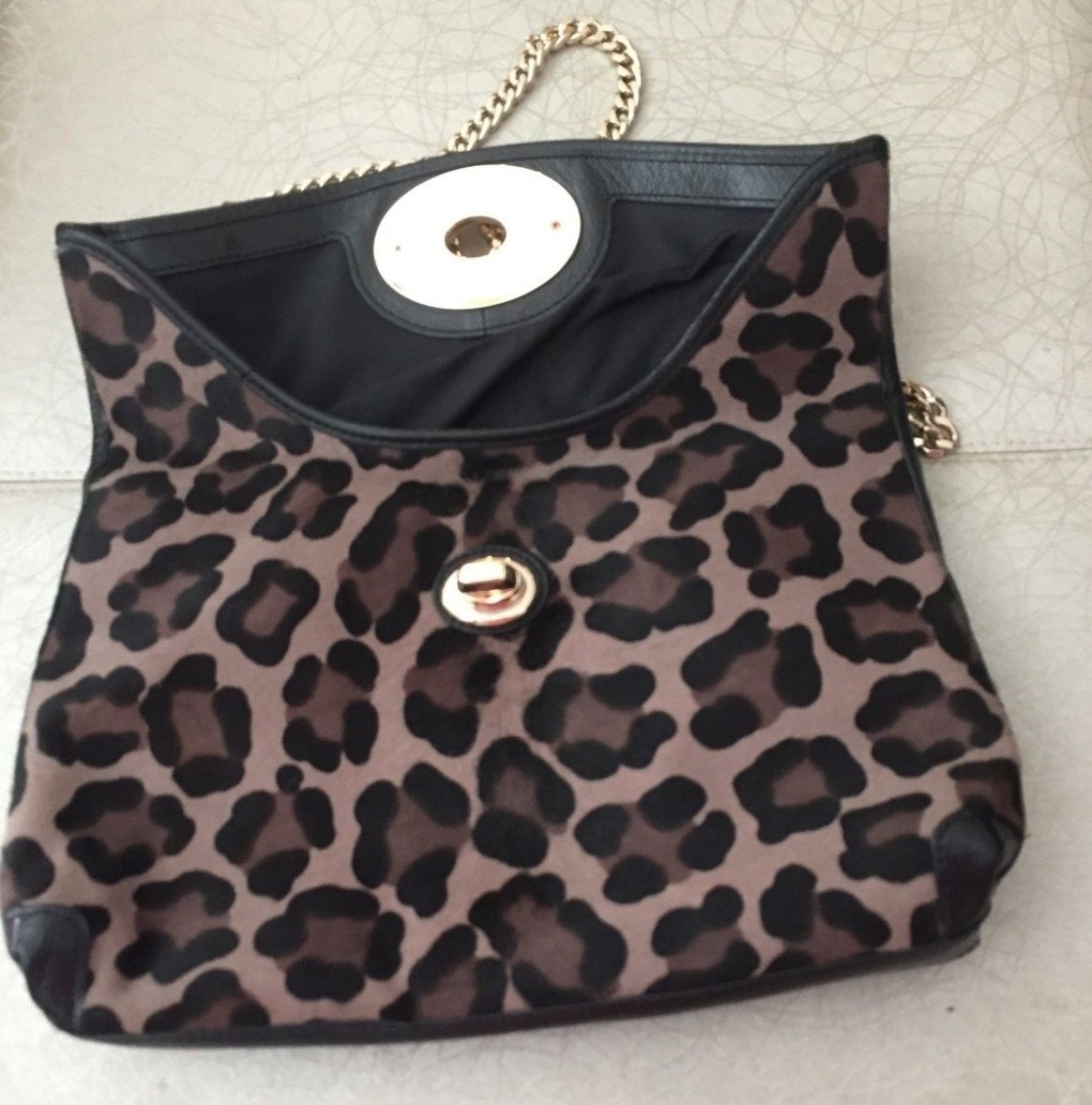 NWT Coach Turnlock Clutch in Printed Haircalf Leopard F33607 | eBay