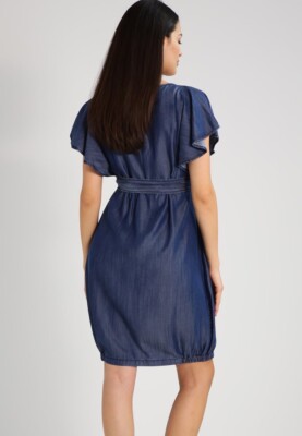 Maternity Denim Dress Indigo Short Sleeve Pregnant Women Blue | eBay