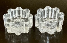 Vintage Lot of 2 OPEN SALT CELLAR DIP CONDIMENTS Bowl Clear Glass Star Octagon