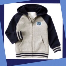 NWT Boys XS 3-4 Gymboree JUNIOR RACER Gray/BLUE ZIP-Up HOODIE hooded Jacket