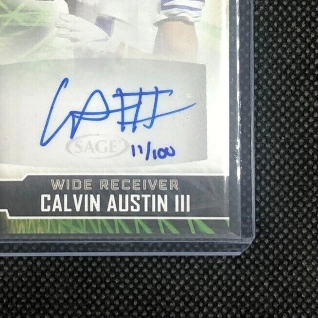 RARE!!  CALVIN AUSTIN III - 2022 SAGE HIGH SERIES - GOLD AUTO #'d /100 - ROOKIE  - Image 3 of 3