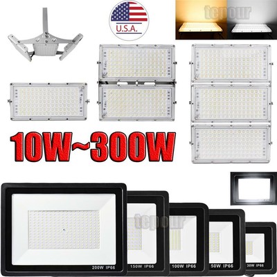 300W 200W 100W LED Flood Light Outdoor Module Spotlight Garden Yard Lamp US Bulb
