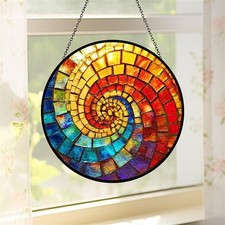 Rainbow Spiral Stained Glass Suncatcher, UV Printed Window Hanging