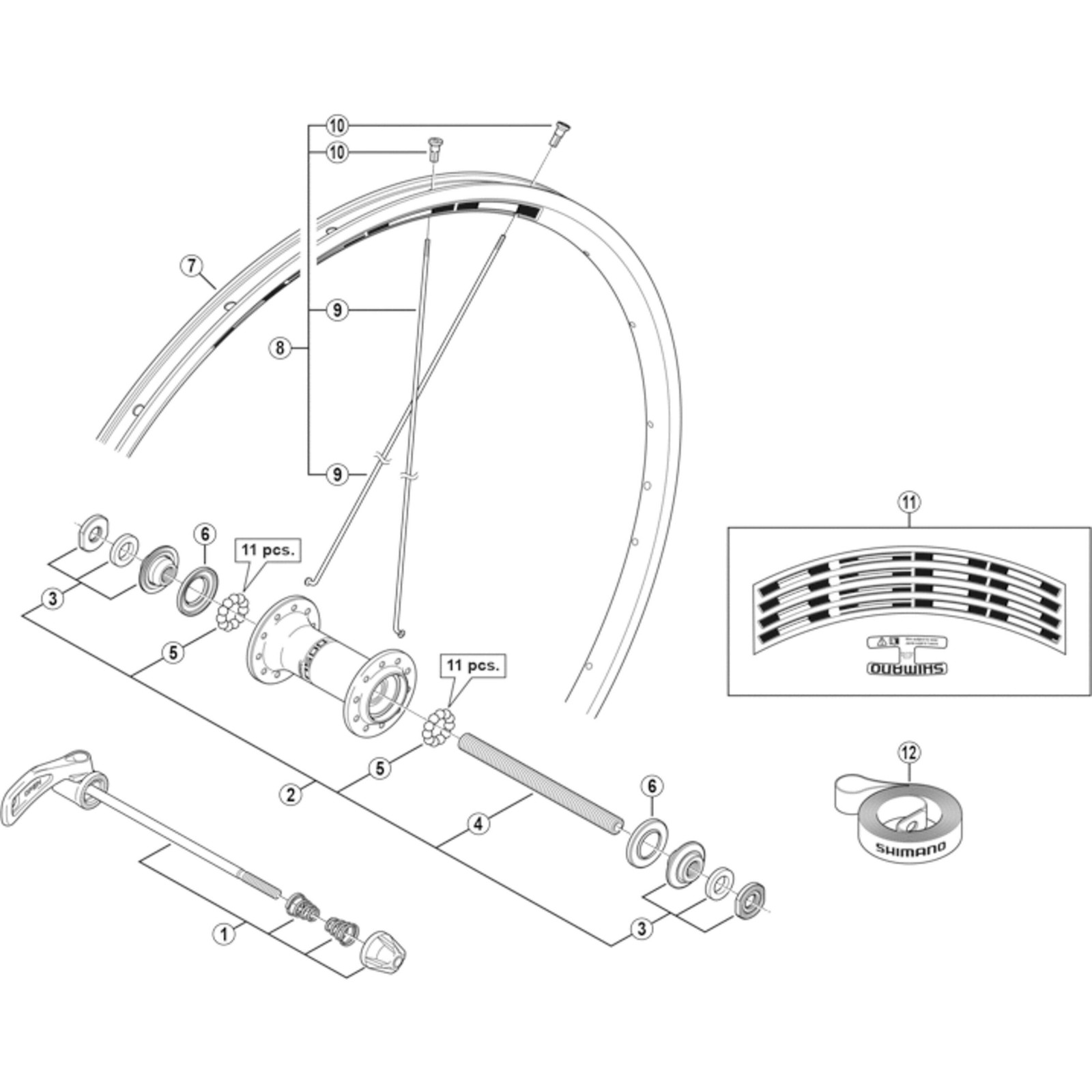 Shimano Spares WH-R500-A-F spoke 278 mm, bladed type