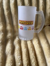 Pac Man Frosted Beer Stein Glass Mug Gaming Collectable 500ml Bandai Official A3