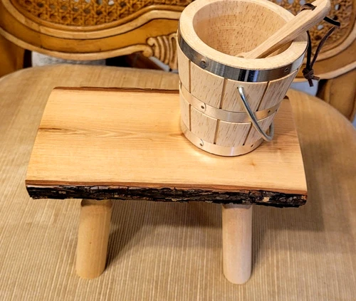 American Girl Log Table Legs Pioneer Kirsten Doll Furniture & bucket