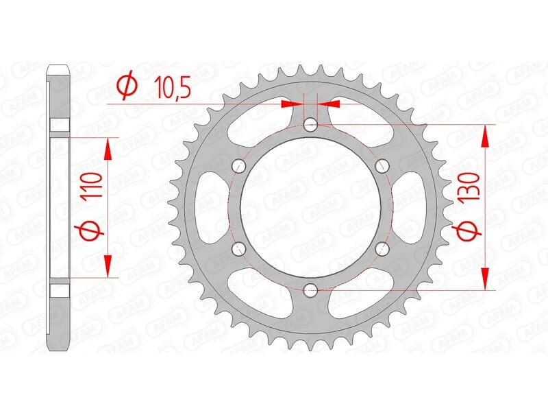 Roue à couronne AFAM 12815 en acier standard à 525 pas pour transmission de moto
