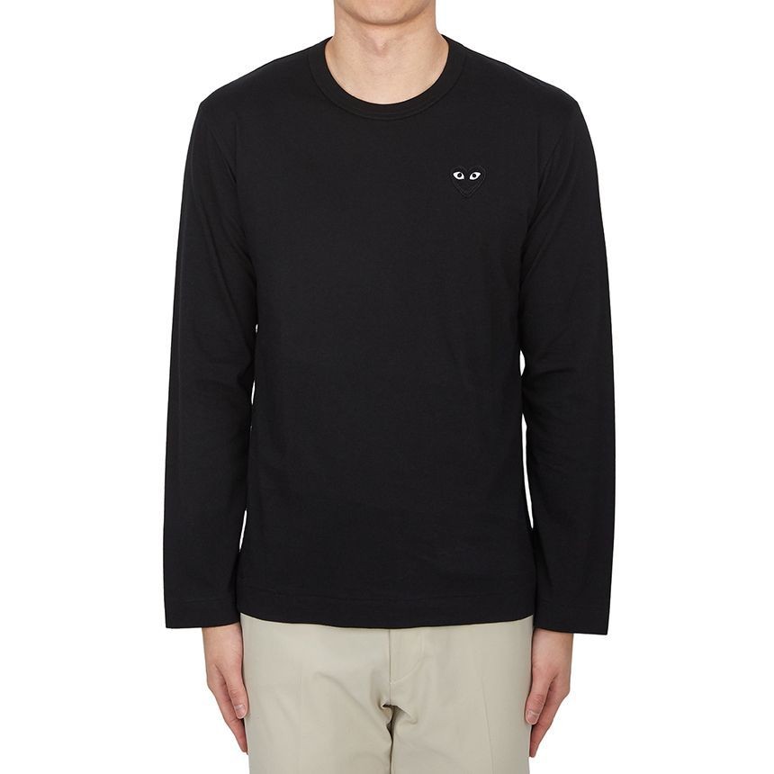 ☆COMME des GARCONS☆ Men's Black Long Sleeve Archive Fleece Comme Des Garcons Black Wappen Long Sleeve T-Shirt AX T120