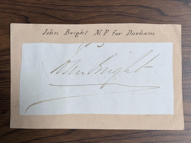Clipped Signature John Bright (1811-1889) (2x4") mounted, politician and orator