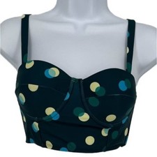 Swimsuit Contoured Bikini Top in Green Multi Polk a Dot Print Size Large
