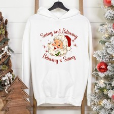 Vintage Santa Christmas Sweatshirt Hoodie Merry Christmas Sweater
