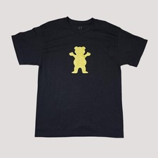 Grizzly Griptape Bear Logo T Shirt Mens Large Black Gold Graphic Streetwear