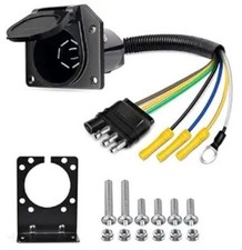 4-Way Flat to 7-Way Round RV Blade Trailer Color: 4Way to 7Way Trailer Adapter