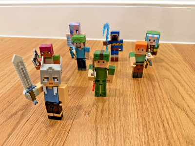 Minecraft Character Mob Lot Action Figures Alex Steve Armor Weapons