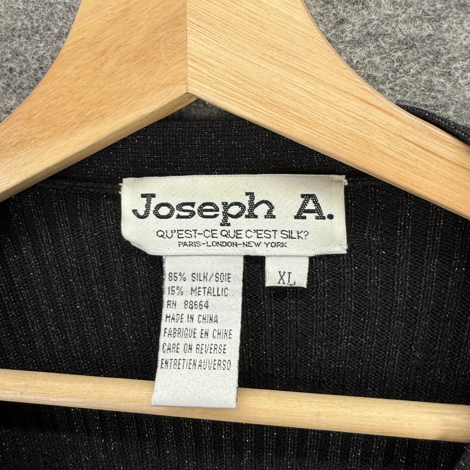 Cárdigan Joseph A. Mujer XL Negro Seda Abotonado Cuello en V Manga Larga Informal Tejido Foto 3 de 4