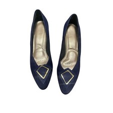 Vintage Selby Blue Suede Kitten Heels Women's Size 7 NARROW