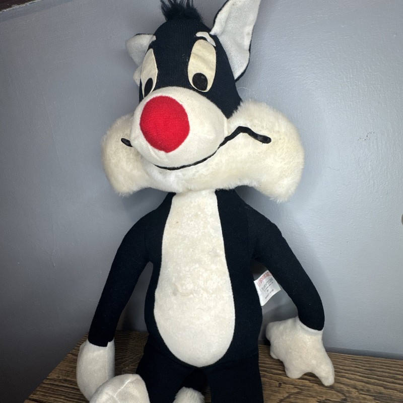 Vintage 1971 Mighty Star Warner Bros Sylvester Cat Plush 16” Tags!