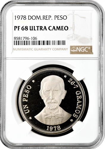 Dominican Republic 1 peso 1978, NGC PF68 UC, "Republic (1937 - 2022)"