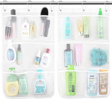 Mesh Shower Caddy Hanging, 7 Pockets Hanging Bathroom Organizer with Quick Dry M