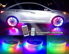 JHB 15.5" Remote Bluetooth APPCHASING Flow DOUBLE ROW LED Wheel Rings Lights