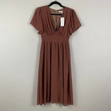 Baltic Born Sarah Smocked Midi Dress Size Small Rosy Brown Cottagecore Bohemian