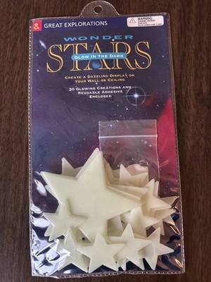 Vintage Great Explorations Wonder Stars Glow-in-the-Dark Reusable Star Stickers