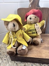Vintage Paddington Bear Plush Lot Raincoat Hat Sweater Eden Toys England