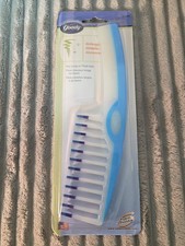 Vtg NOS Goody Wide Tooth Detangle Hair Super Comb w Handle Color Dip Blue White
