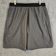 Adidas Mens Gray Training Shorts XL Black Waistband Laser Cut Vents Athletic