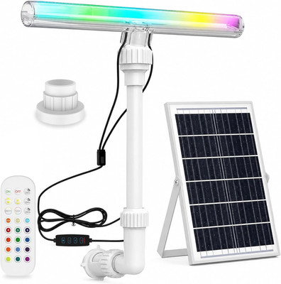 Solar Pool Fountain with LED Lights, 15 Colors & 10 Modes, Adjustable Spray Pool