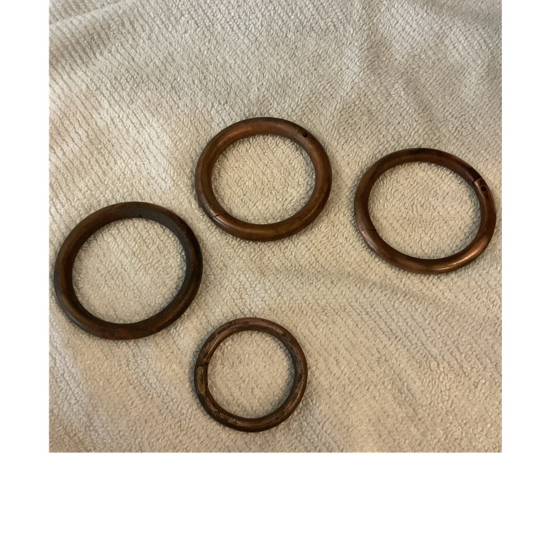 4 vintage heavy, brass tone, bull nose rings, farm, livestock, rustic western