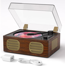 Vintage CD Player with Speakers Bluetooth, Time Music Box, Retro Portable CD Pla