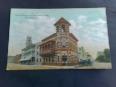 1909 W. A. JOHNSON POSTCARD JEFFERSON HOTEL FIRST NATIONAL BANK KEY WEST FLORIDA