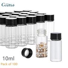100PCS 10Ml Clear Glass Vials with Screw Caps Small Liquid Sample Vial LeakProof