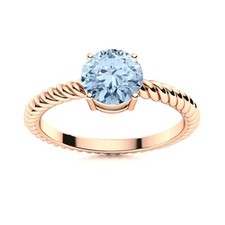 Aquamarine Gemstone Boho Solitaire Wife Womens day Ring 925 Silver