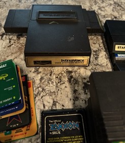 Mattel Intellivision Games and Controller Overlays lot plus booklets