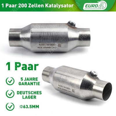 2pcs 200 Zellen Sport Katalysator Euro 4 101mm E mark E9 103R 63.5 mm