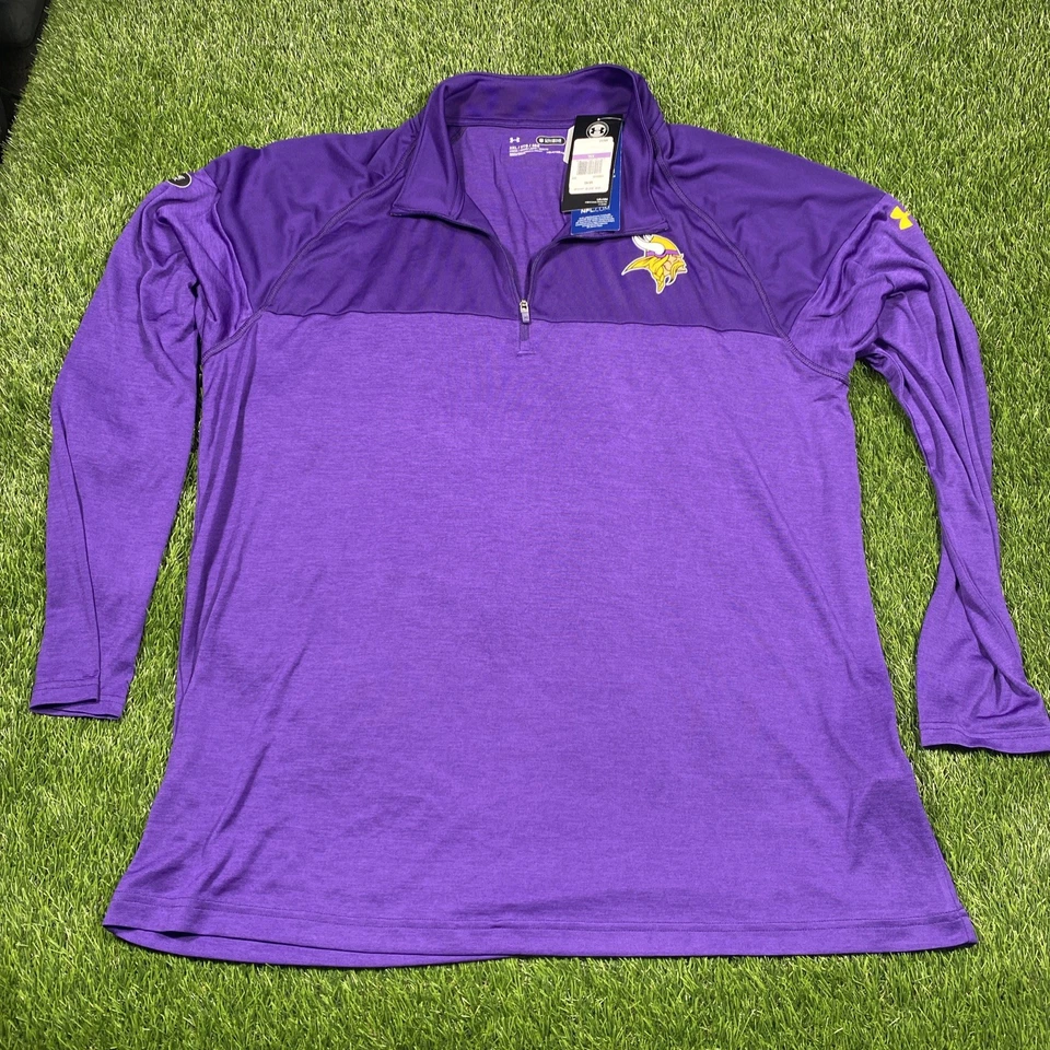 Minnesota Vikings Under Armour 1/4 Cremallera Para Hombres 2xl Nuevo con Etiquetas Chaqueta Ligera Pullover Foto 2 de 4