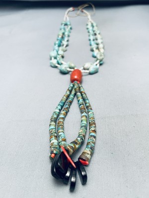 ONE OF THE MOST BEAUTIFUL VINTAGE NAVAJO TURQUOISE JACLA NECKLACE OLD