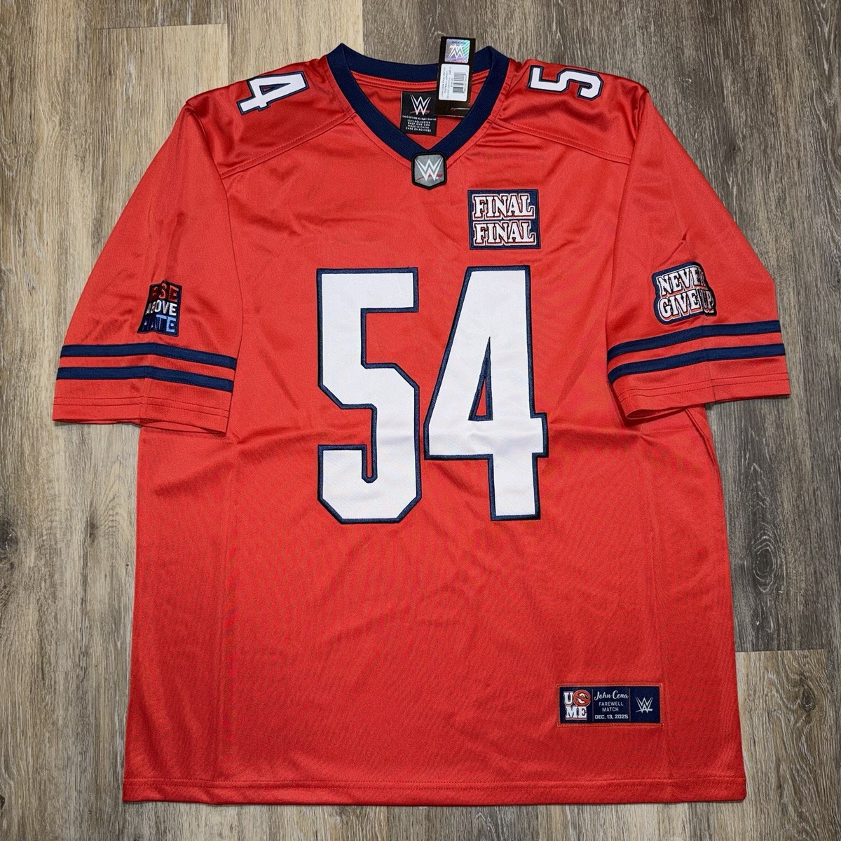 WWE Authentic John Cena Final Match Football Jersey 54 Springfield