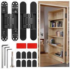 Hidden Door Hinges 6-inch Concealed Zinc Alloy Adjustable Butt Hinge – Black