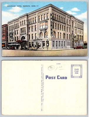 #ad Saalpaugh Hotel Mankato Minn Street Scene Postcard $4.83