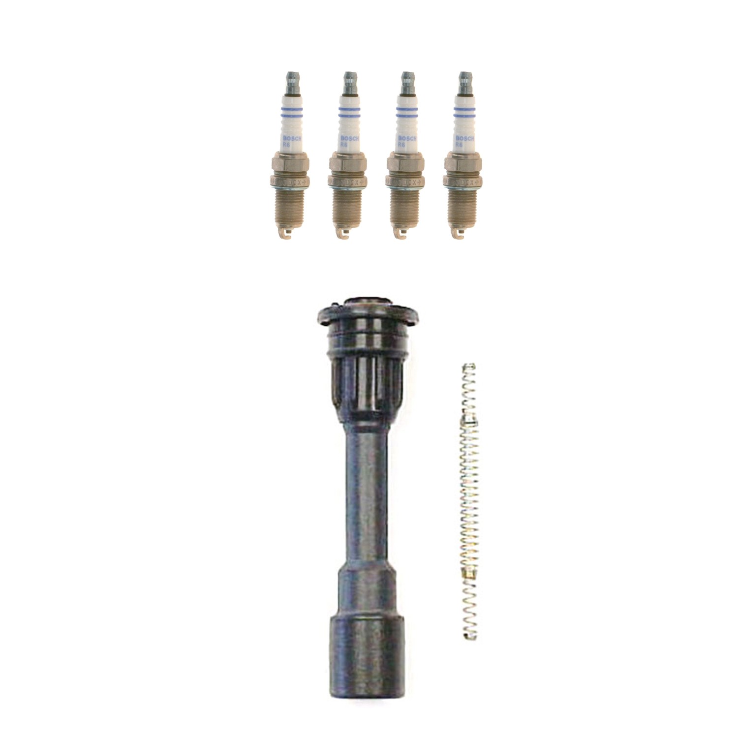 Bosch 4 Nickel Spark Plugs  Denso Coil Boot Kit for Mazda Protege5 2.0L L4